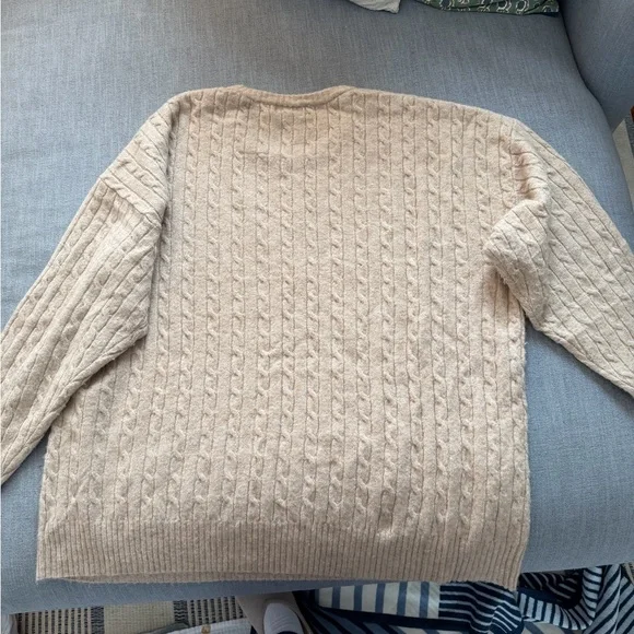 Nuuds Cable Crewneck Sweater Heather Oat XL - Picture 12 of 12